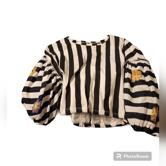 ZARA Trafaluc black and white striped top Small - Picture 11 of 16